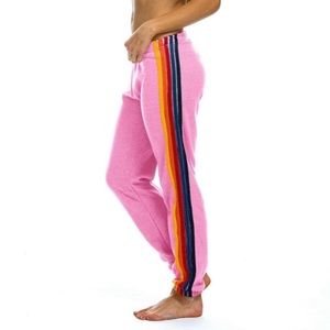 Aviator Nation Pink 5 Stripe Sweatpants Sz Medium